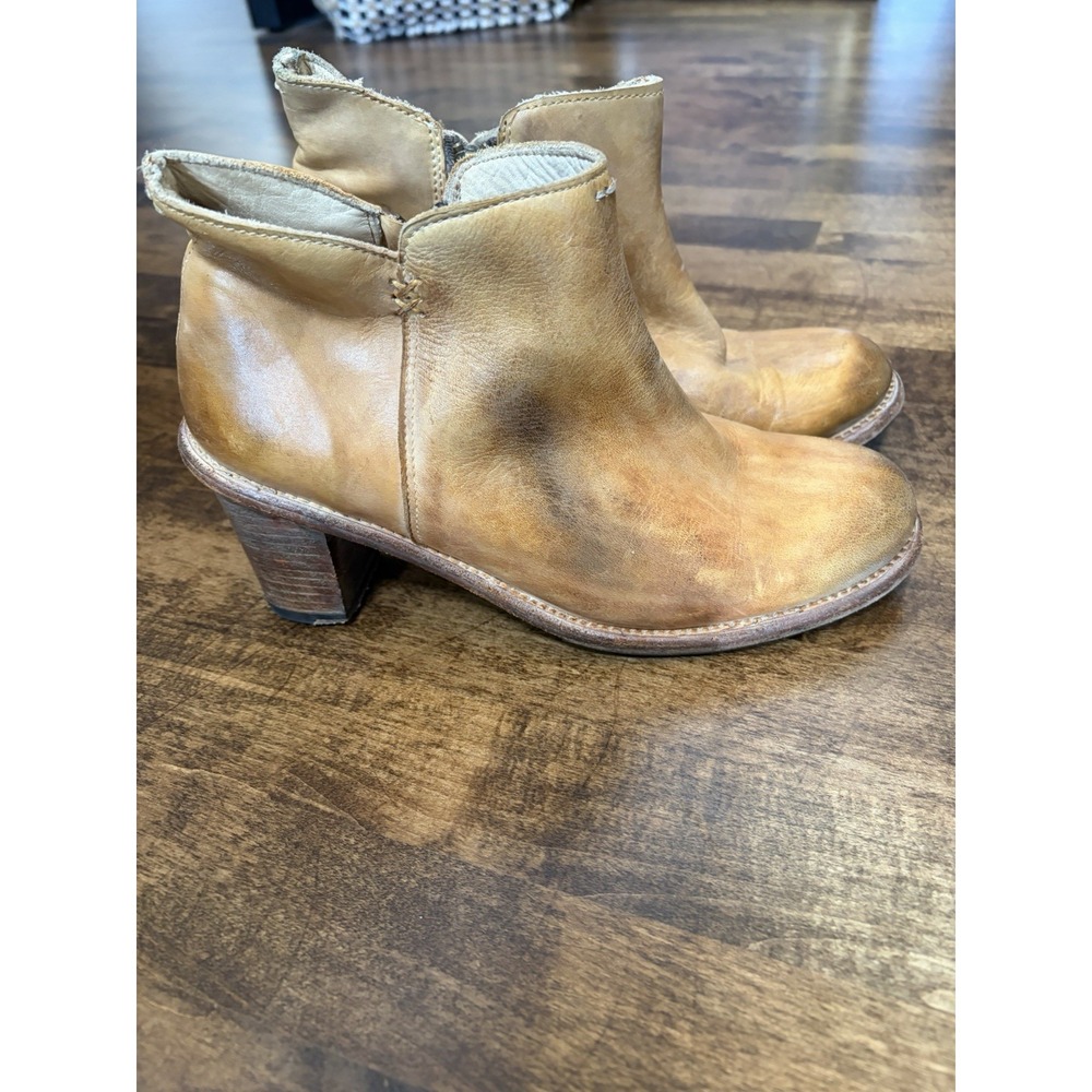Bed Stu Rustic Tan Leather Booties Cobbler Short Western Ankle Boots Womens 8.5